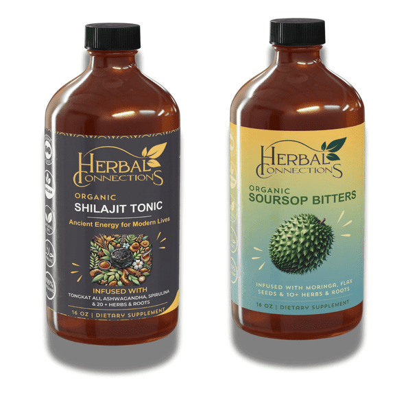 Herbal Connections Soursop Bitters + Shilajit Tonic - 16oz Organic Detox & Energy Supplement