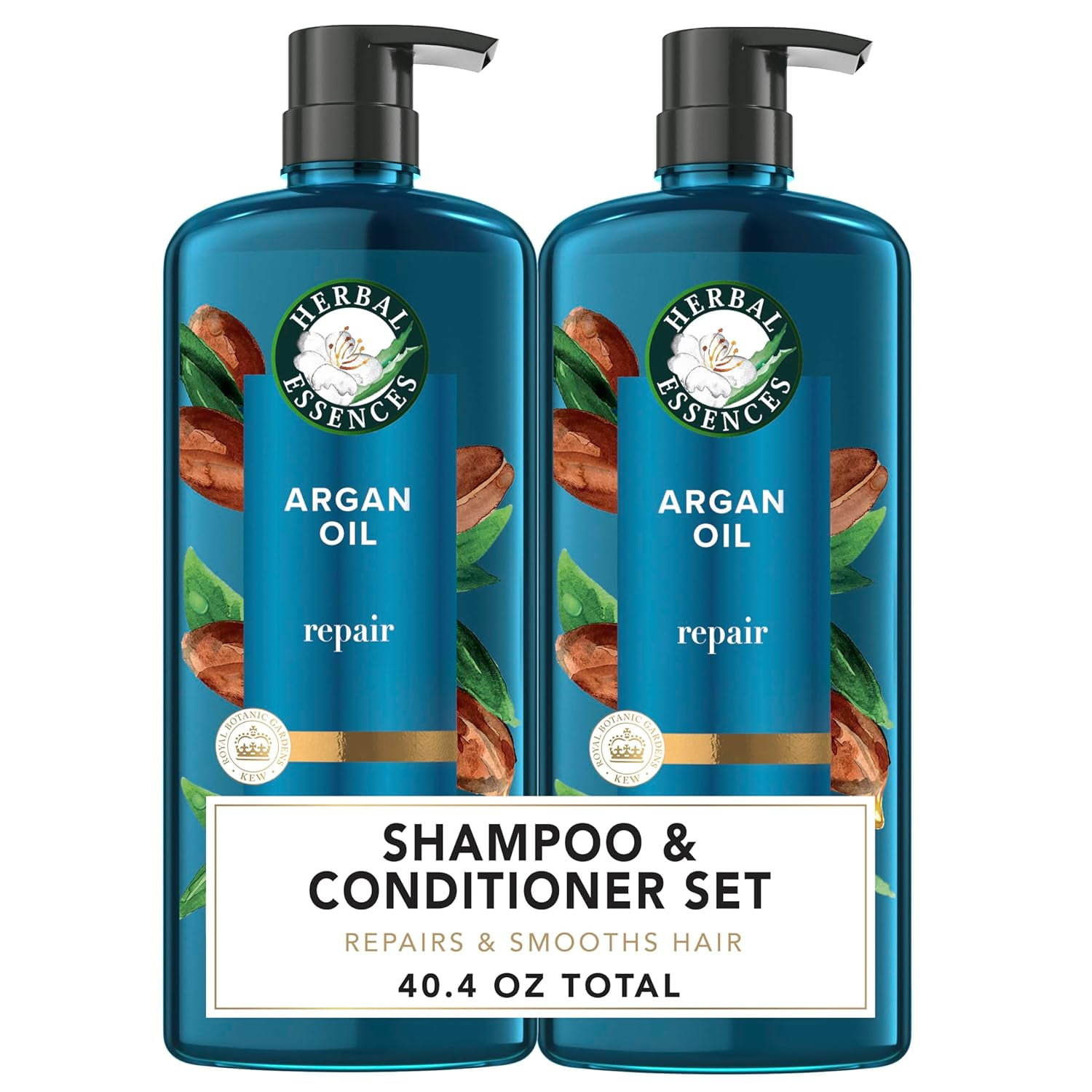 Herbal Essences Argan Oil of Morocco Shampoo & Conditioner Set, Repair & Smooth, Kew Endorsed, Fizzy Citrus Scent, Paraben-Free, Safe for Color-Treated Hair, pH-Balanced, 20.2 Fl Oz