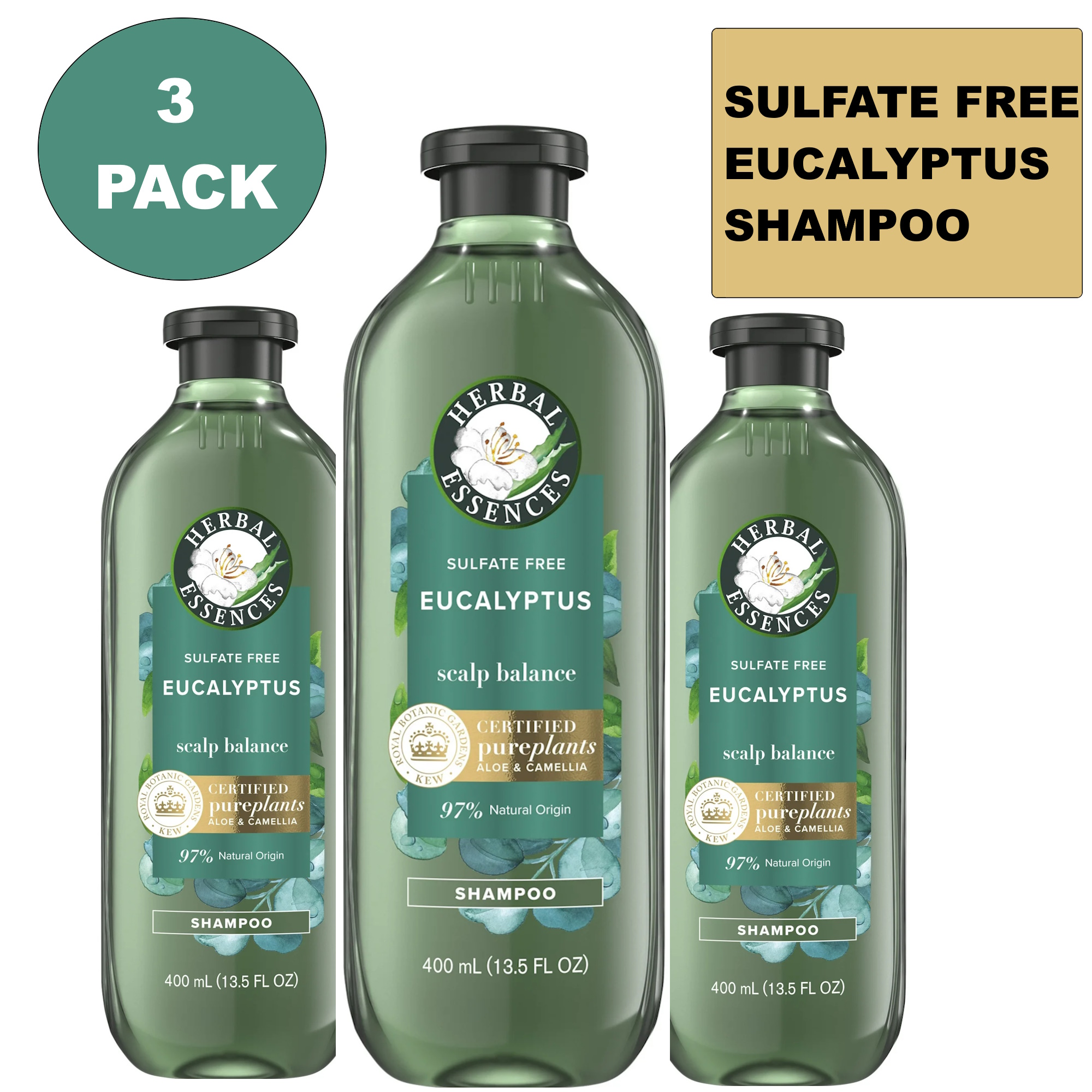 Herbal Essences Eucalyptus Sulfate Free Shampoo for Scalp, All Hair