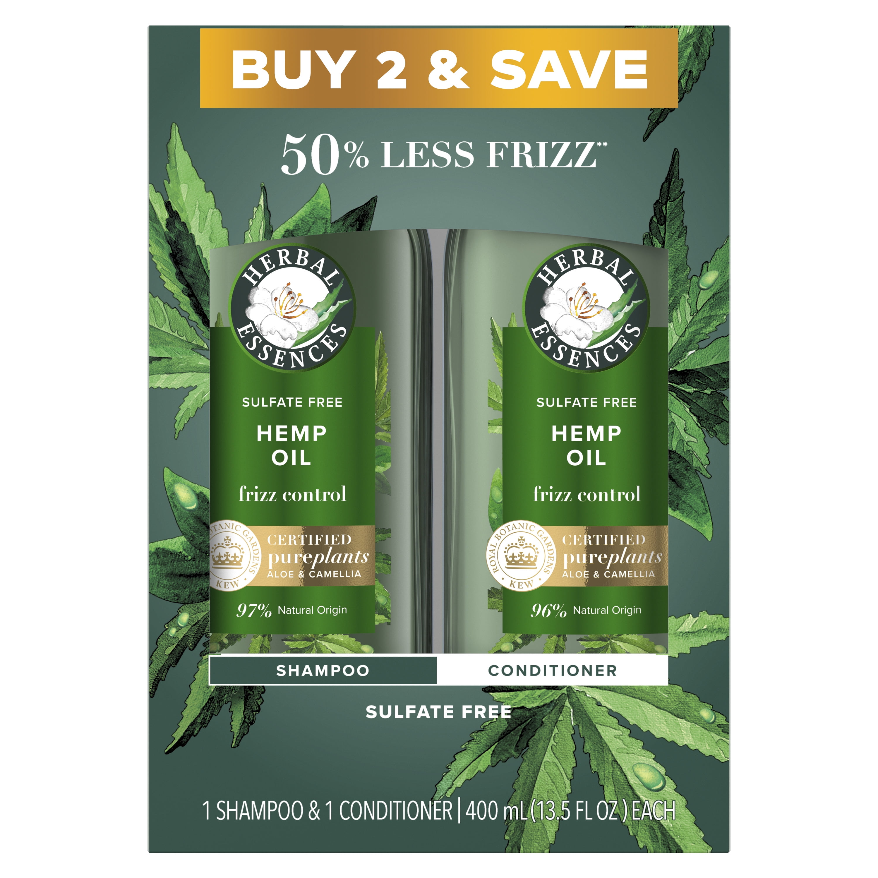 Herbal Essences Hemp Aloe Frizz Control Shampoo and Conditioner 13.5 fl oz