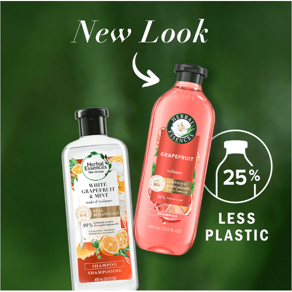 Herbal Essences Naked Volume White Grapefruit and Mosa Mint Hair Shampoo, 13.5 Oz, 2 Pack