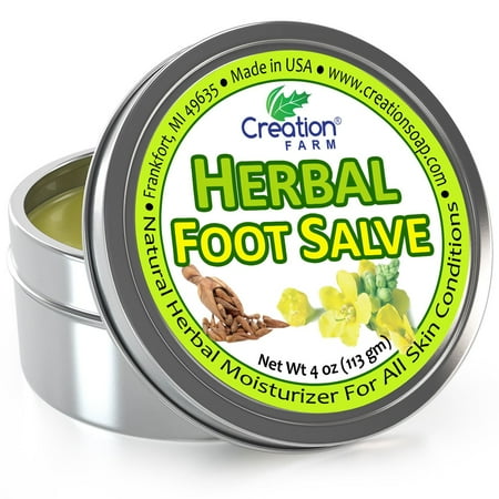 Herbal Foot Salve Tin. Skin Healing Ointment for Cracked Heels and Dry Feet- Foot Balm by Creation Farm