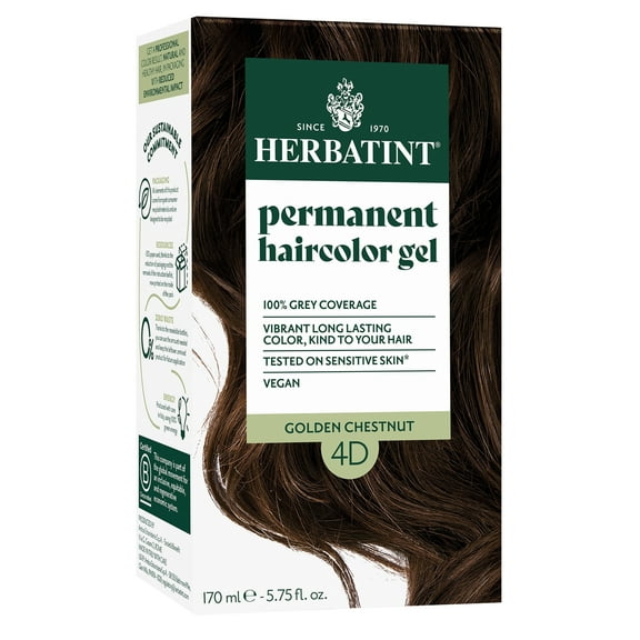 Herbatint Permanent Hair Dye For Women, 4D Golden Chestnut, Alcohol Free, Vegan, 100% Grey Coverage - 5.75 fl oz