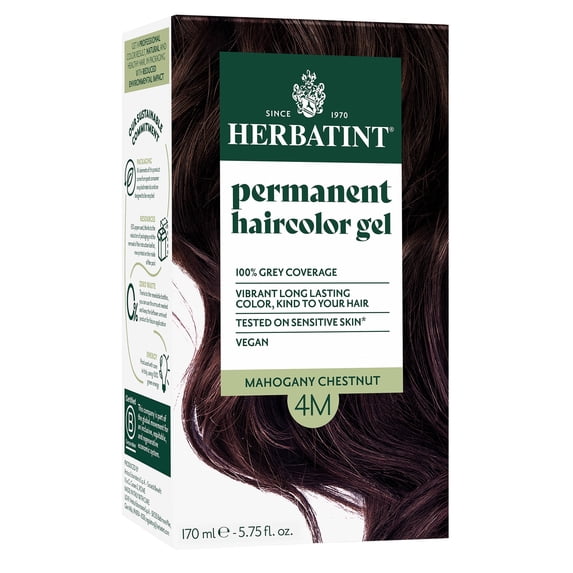 Herbatint Permanent Hair Dye For Women, 4M Mahogany Chestnut, Alcohol Free, Vegan, 100% Grey Coverage - 5.75 fl oz