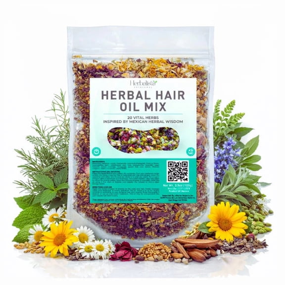 Herbal Hair Oil Mix 3.5oz (100g) | Botanical Hair Care Blend with 20 Herbs | DIY Hair Oil Infusion for Softer, Shinier & Fuller-Looking Hair | External Use Only