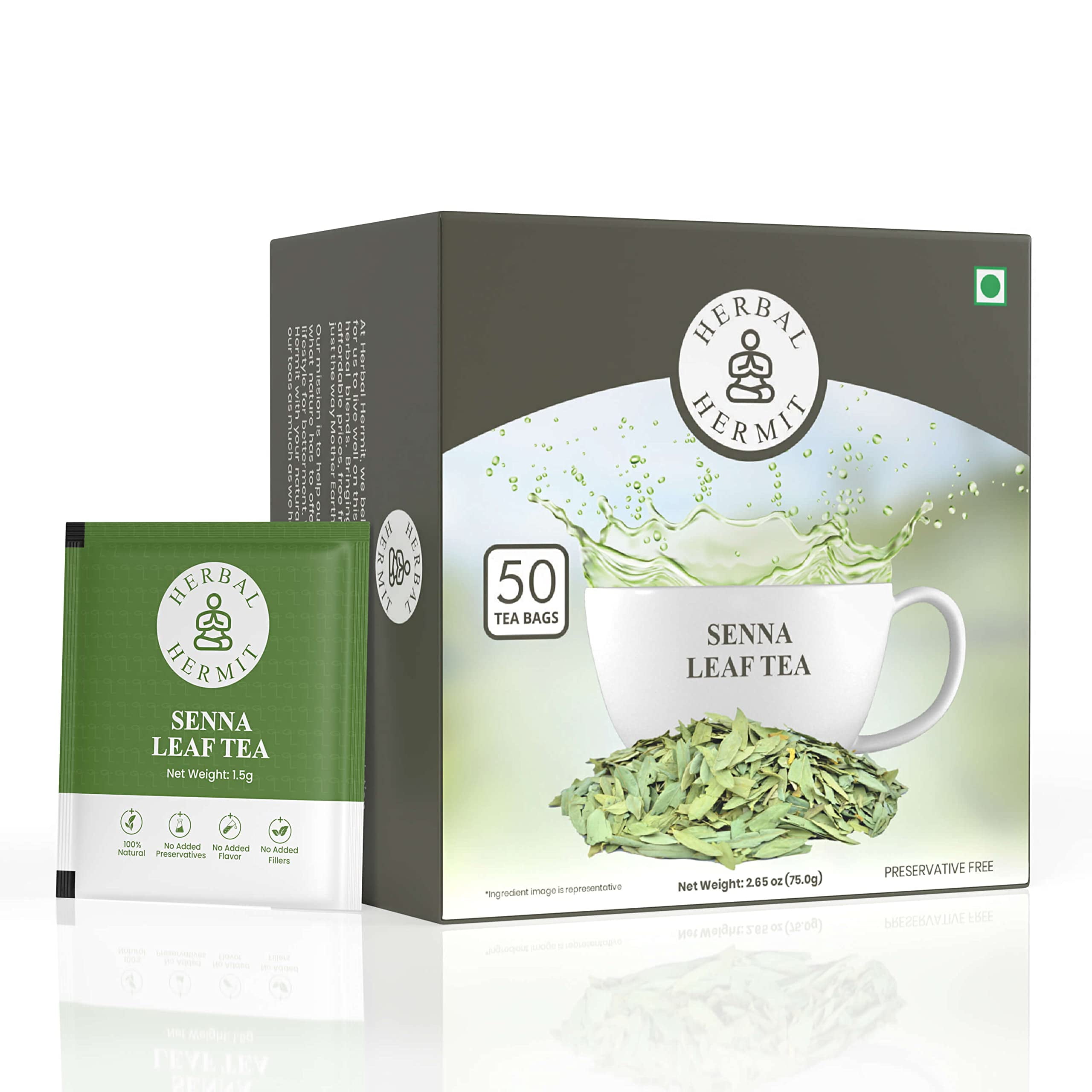 Herbal Hermit Senna Tea DNF2 for Constipation, 50 Tea Bags Premium