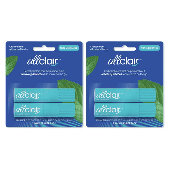 Allclair Nausea Relief Inhaler Stick, Motion & Morning Sickness, 4 Pack