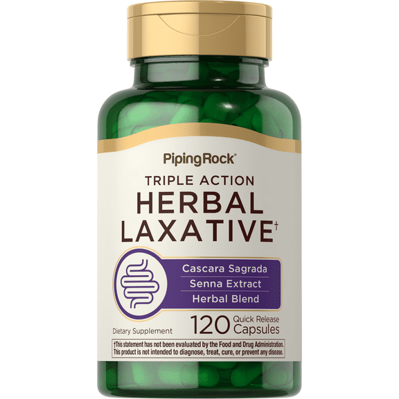Herbal Laxative Capsules | 120 Count | Triple Action Complex for Men and Women | by Piping Rock