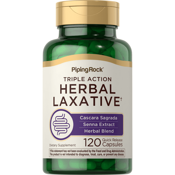 Herbal Laxative Capsules | 120 Count | Triple Action Complex for Men and Women | by Piping Rock
