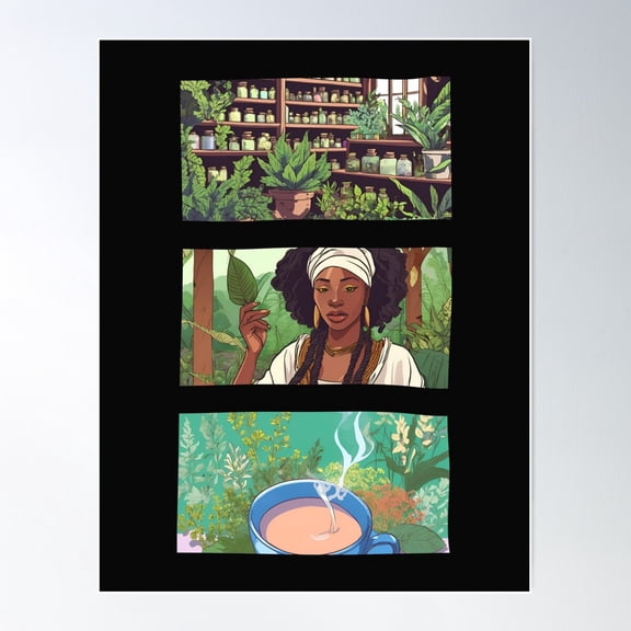 Herbal Life - Afro Herbalist Collection Poster Wall Art, Modern Wall Decor For Living Room Bedroom, 16x24 UNFRAMED