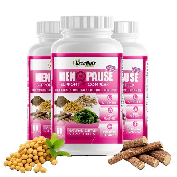 Herbal Menopause Support Complex for Hot Flashes, Night Sweats & Mood Swings Relief. Promotes Balanced Hormone Levels (3 Bottles)