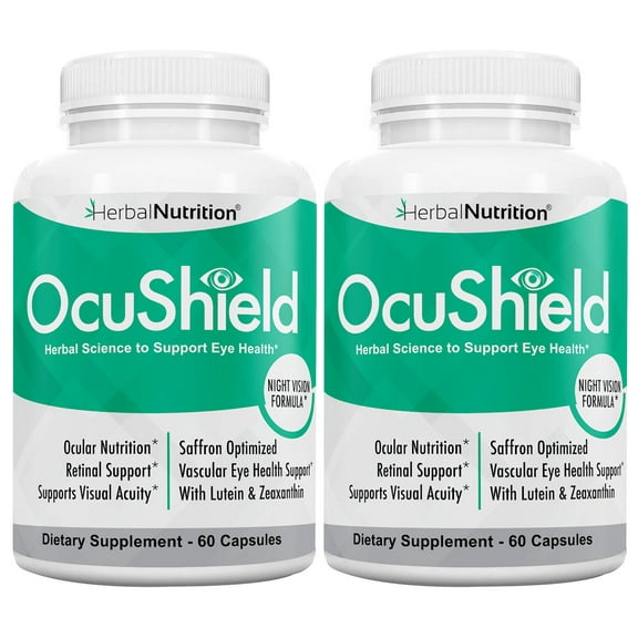 Herbal Nutrition's OcuShield Eye Health Vitamin Capsules Two Bottle Pack Support for Healthy Eyes and Night Vision