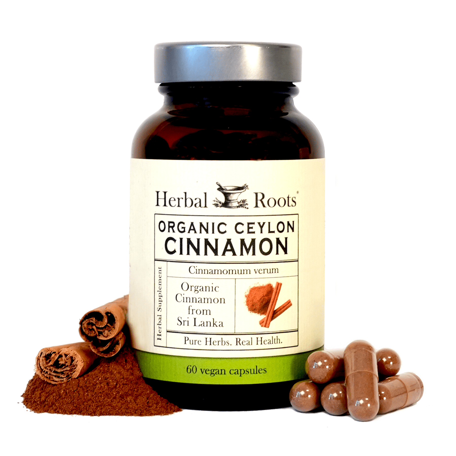 Ceylon Roots Lunch Herbal Roots Ceylon Cinnamon Vegan Capsules, 60 Organic Vegan Capsules ...