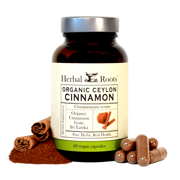 Herbal Roots Organic Ceylon Cinnamon Vegan Capsules, Non-GMO, USDA Certified Organic, 60 Organic Vegan Capsules