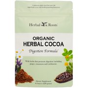 Herbal Roots Organic Digestive Functional Cocoa Beverage Powder - Ginger, Ceylon Cinnamon, Cardamom - Sweetened with Dates and Coconut - 28 Servings