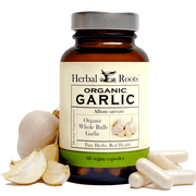 Herbal Roots Organic Whole Bulb Garlic Pills, 600 mg, 60 Vegan Capsules
