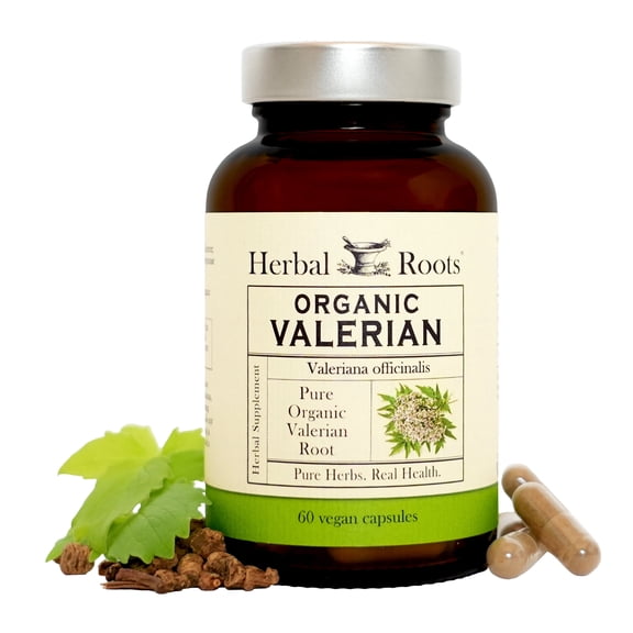 Herbal Roots - Pure Organic Valerian Root Capsules - 500 mg - For Sleep - Non-GMO - 60 Count Vegan Capsules, Herbal Supplement