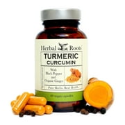Herbal Roots Turmeric Curcumin Capsules with Ginger and Black Pepper | 1300mg | 60 Vegan Capsules