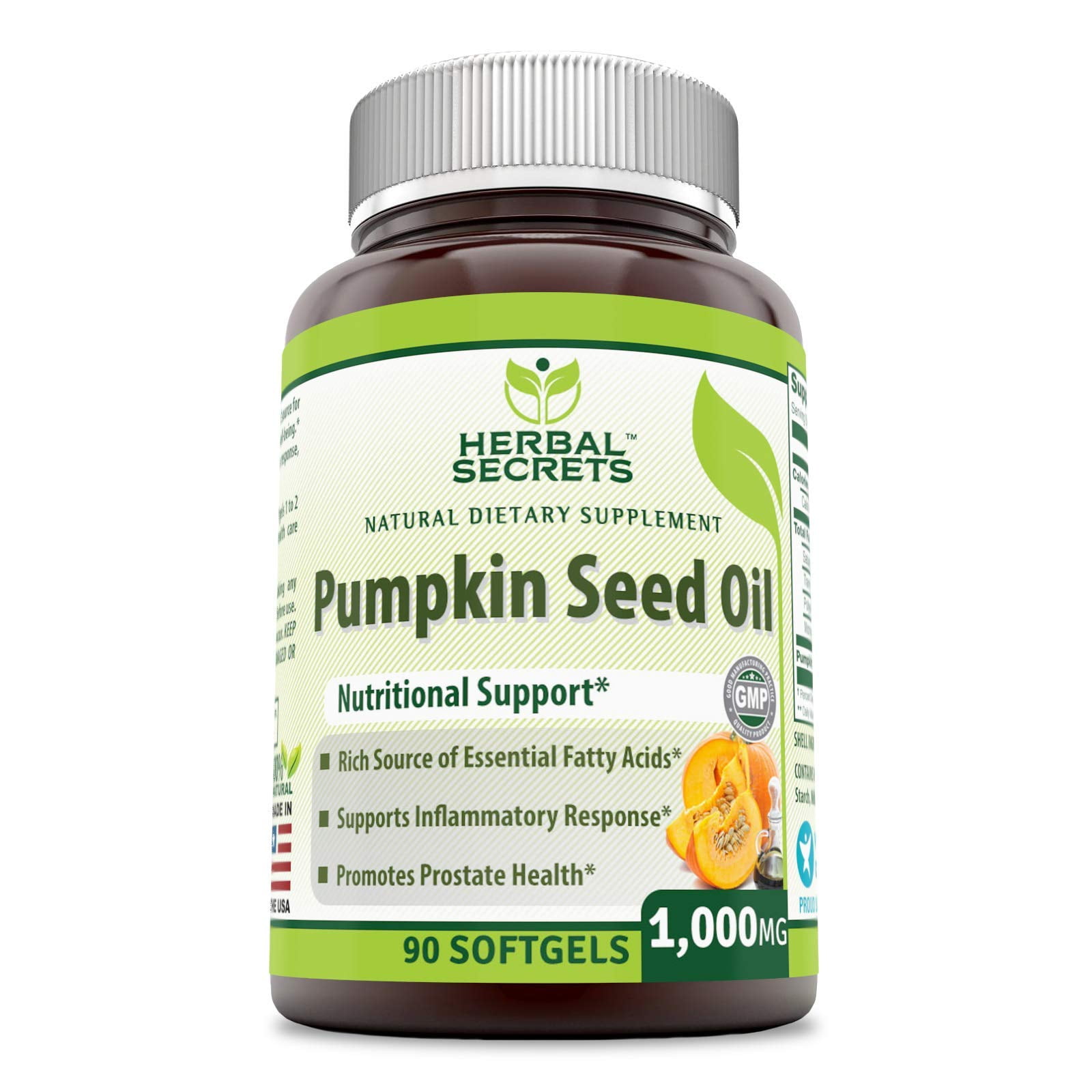 Herbal Secret's Pumpkin Seed Oil, 1000 Mg, 90 Caps Supports