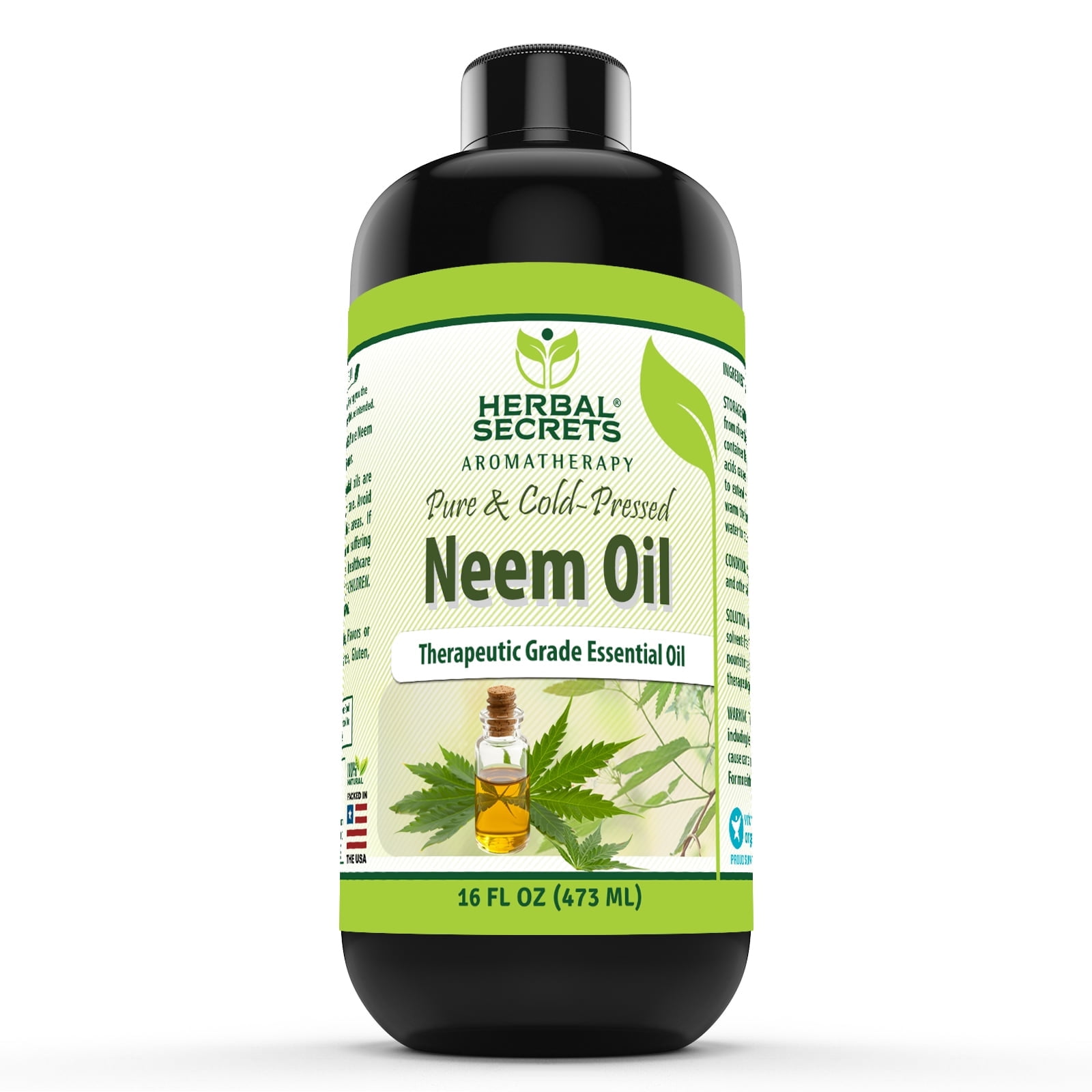 Herbal Secrets 100% Pure Cold Pressed Neem (Azadirachta indica) Essential Oil 16 Fl. oz | Best use with Oil Diffusers, Potpourri, and Wicking Fragrance Diffusers | Pure & Cold Pressed | Made in USA
