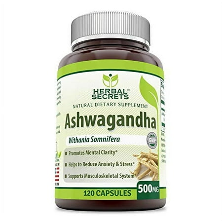 Herbal Secrets Ashwagandha Extract 500 Mg Per Serving 250 Veggie Capsules Supplement | Non-GMO | Gluten Free | Suitable for Vegetarians