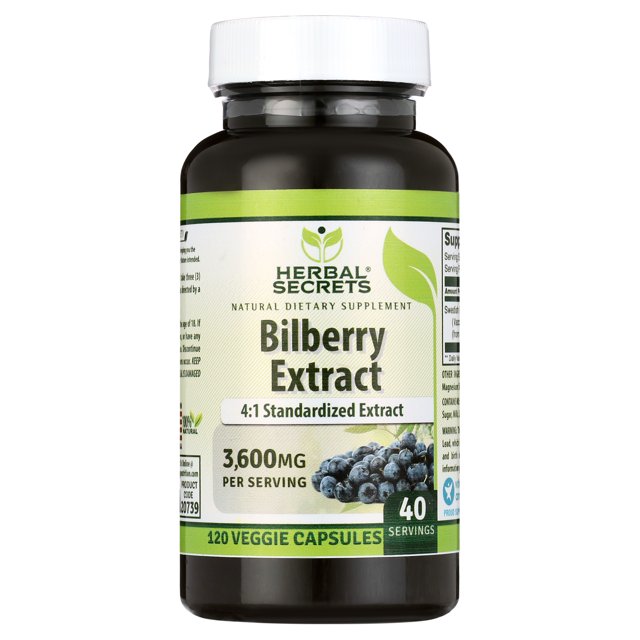 Herbal Secrets Bilberry Extract 3600 Mg 120 Capsules