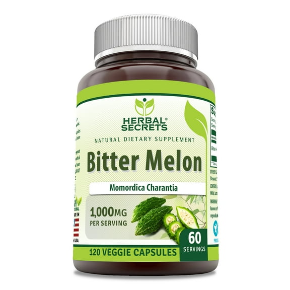 Herbal Secrets Bitter Melon 1000 mg Per Serving 120 Veggie Capsules Supplement