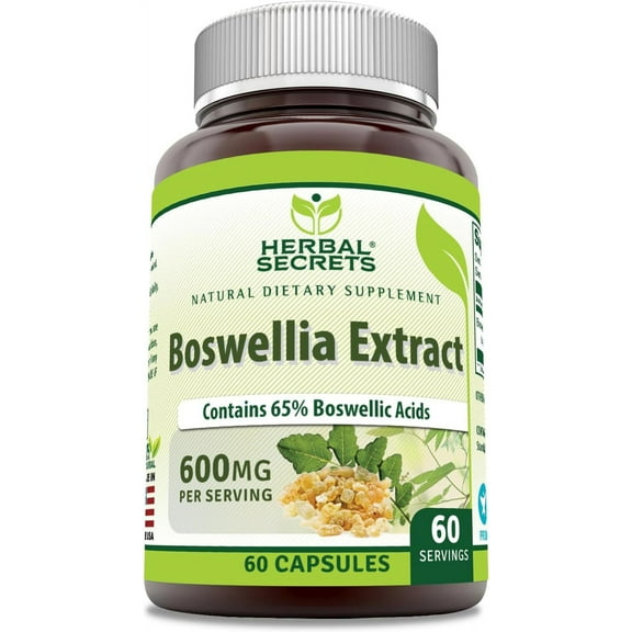 Herbal Secrets Boswellia Serrata Extract (65% Boswellic Acids) 600 mg Per Serving 60 Capsules Supplement | Non-GMO | Gluten Free | Made in USA