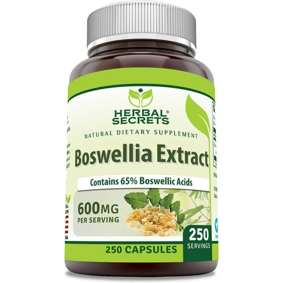 Herbal Secrets Boswellia Serrata Extract (65% Boswellic Acids) 600 mg Per Serving 250 Capsules Supplement | Non-GMO | Gluten Free