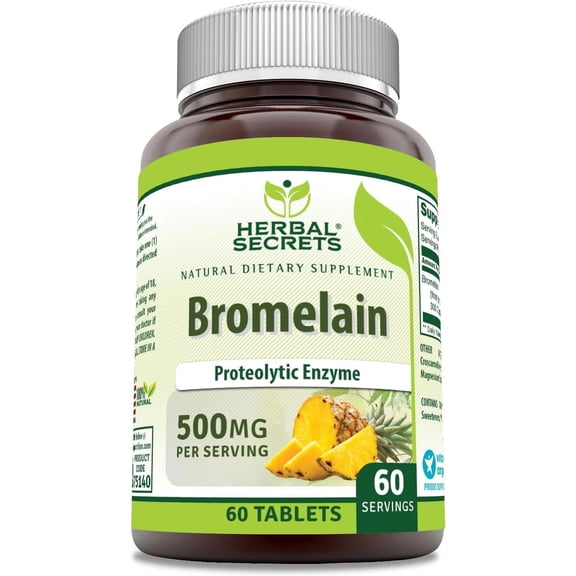 Herbal Secrets Bromelain Supplement 500 Mg Per Serving 60 Tablets Supplement | Non-GMO | Gluten Free | Made in USA