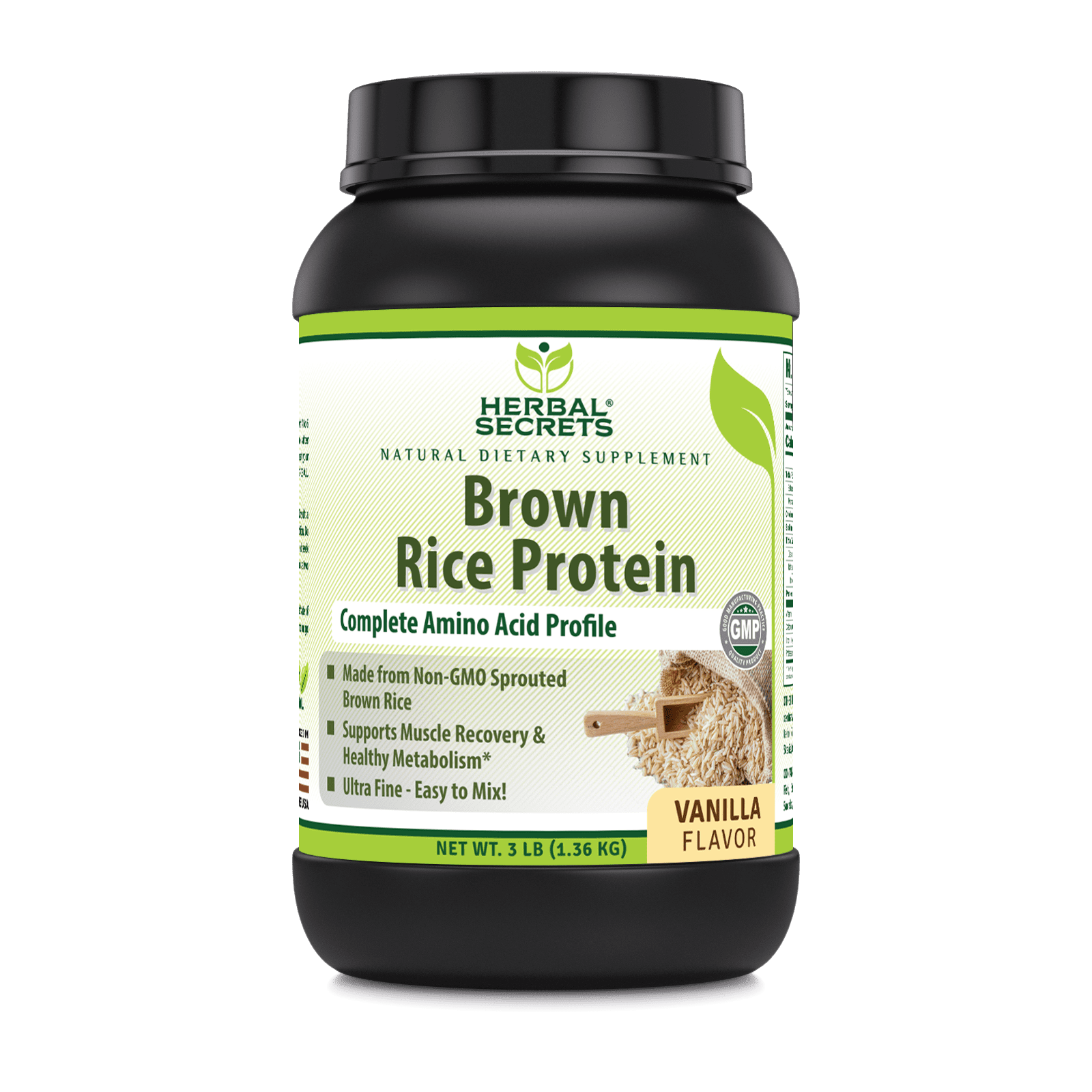 Herbal Secrets Brown Rice Protein Vanilla Flavor Supplement | 3 Lb ...