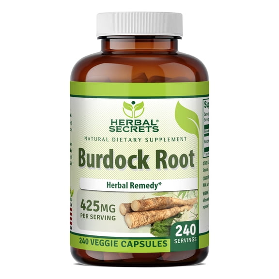 Herbal Secrets Burdock Root 425 Mg Per Serving 240 Veggie Capsules Supplement | Non-GMO | Gluten Free | Suitable for Vegetarians