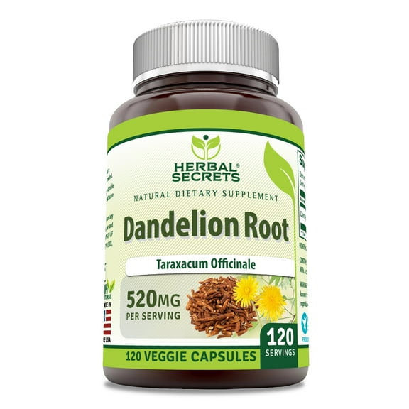 Herbal Secrets Dandelion Root (Taraxacum Officinale) 520 Mg Per Serving 120 Veggie Capsules Supplement | Non-GMO | Gluten-Free