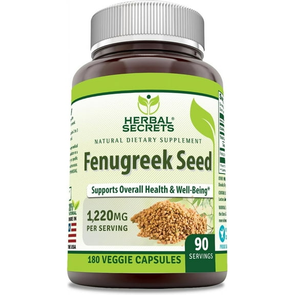 Herbal Secrets Fenugreek Seed 1220 Mg Per Serving 180 Veggie Capsules Supplement | Non-GMO | Gluten Free