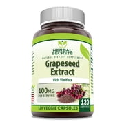 Herbal Secrets Grapeseed Extract 100 Mg Per Serving 120 Capsules Supplement | 120 Servings | Non-GMO | Gluten Free