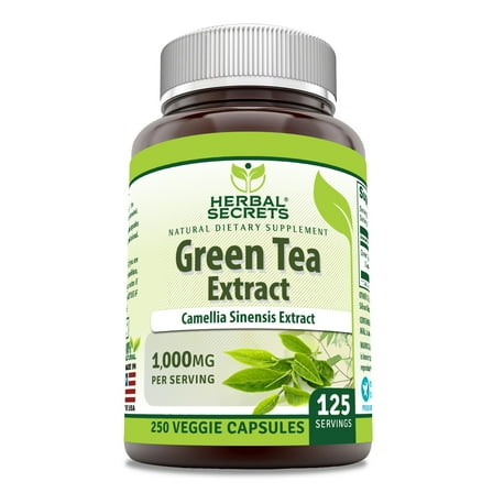Herbal Secrets Green Tea Extract 1000 Mg Per Serving 250 Veggie  Capsules Supplement | Non-GMO | Gluten Free | Made in USA