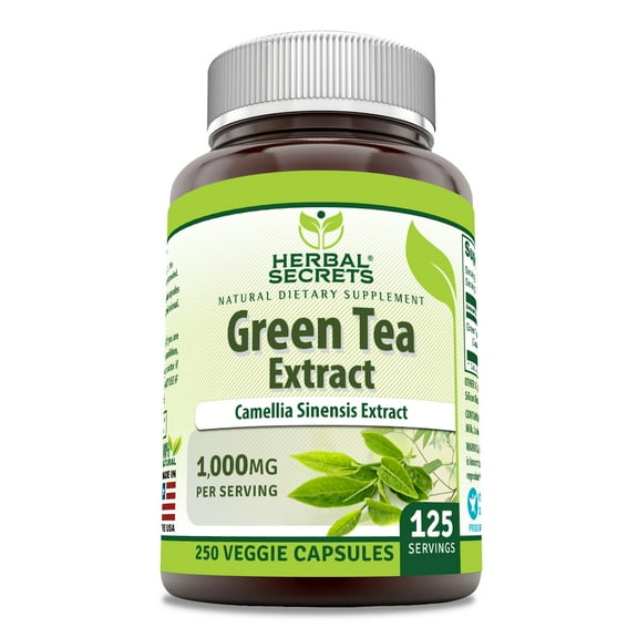 Herbal Secrets Green Tea Extract 1000 Mg Per Serving 250 Veggie  Capsules Supplement | Non-GMO | Gluten Free | Made in USA