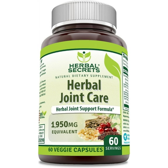 Herbal Secrets Herbal Joint Care 1950 Mg Per Serving 60 Veggie Capsules Supplement | Blend of Boswellia Ext, Tart cherry, Cat's Claw & White willow | Non-GMO | Gluten-Free | Made in USA