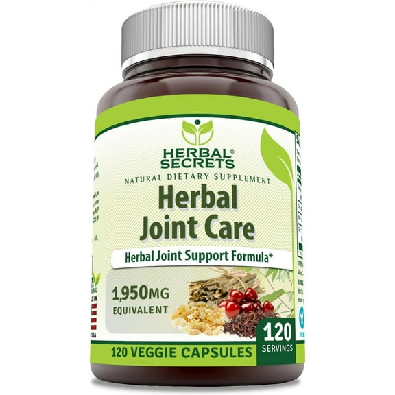 Herbal Secrets Joint Care 120 Veggie Capsules Supplement | Contains Blend of Boswellia Ext, Tart cherry, Cat's Claw & White willow | Non-GMO | Gluten-Free | Made in USA