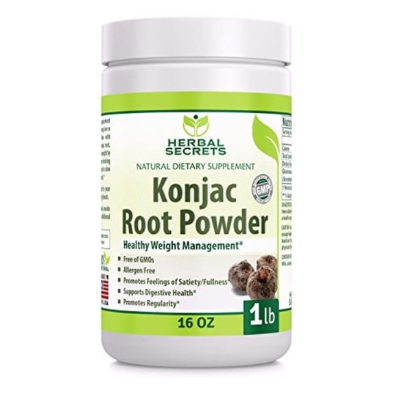 Herbal Secrets Konjac Root Powder 1Lbs (16oz) Supplement | 2000Mg Per Serving | 228 Servings | Non-GMO | Gluten Free