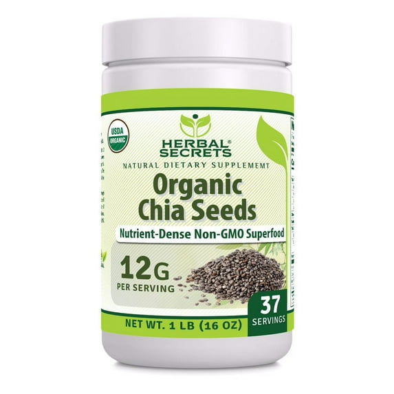 Herbal Secrets Natural Chia Seeds 1 Lb Powder | 12 Grams Per Serving | 37 Servings | Nutrient Dense Superfood | Non-GMO | Gluten Free