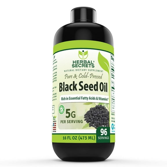 Herbal Secrets Natural Raw Black Seed Oil 16 oz | Natural Cold Pressed Black Cumin Seed Oil from 100% Genuine Nigella Sativa | Non-GMO | Gluten Free |
