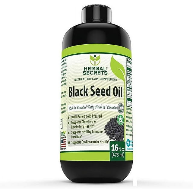 Herbal Secrets Raw Black Seed Oil 16 oz Cold Pressed from 100
