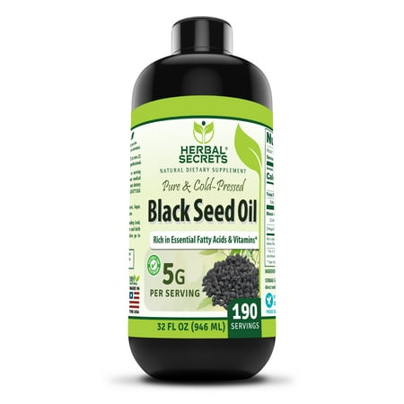 Herbal Secrets Natural Raw Black Seed Oil 32 oz | Natural Cold Pressed Black Cumin Seed Oil from 100% Genuine Nigella Sativa | Non-GMO | Gluten Free
