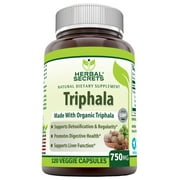 Herbal Secrets Organic Triphala 750 Mg 120 Veggie Capsules - Made with Organic Triphala