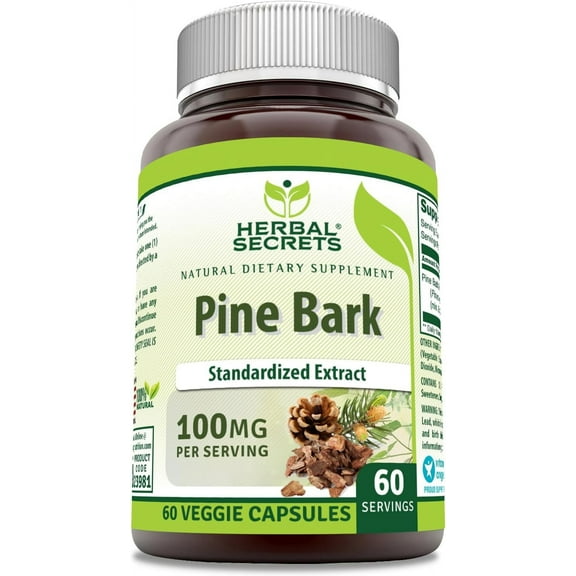 Herbal Secrets Pine Bark Extract 100 Mg Per Serving 60 Veggie Capsules Supplement | Non-GMO | Gluten-Free | Made in USA | Suitable for Vegetarians