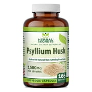 Herbal Secrets Psyllium Husk 1500 Mg Per Serving 500 Veggie Capsules Supplement | Non-GMO | Gluten-Free | Suitable for Vegetarians