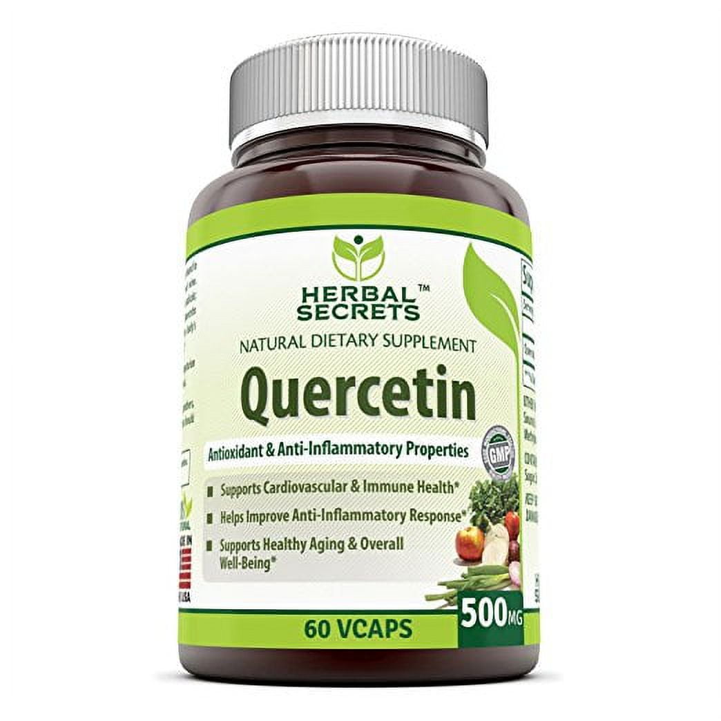 Herbal Secrets Quercetin Supplement Capsules, 500 Mg, 60 VCaps for