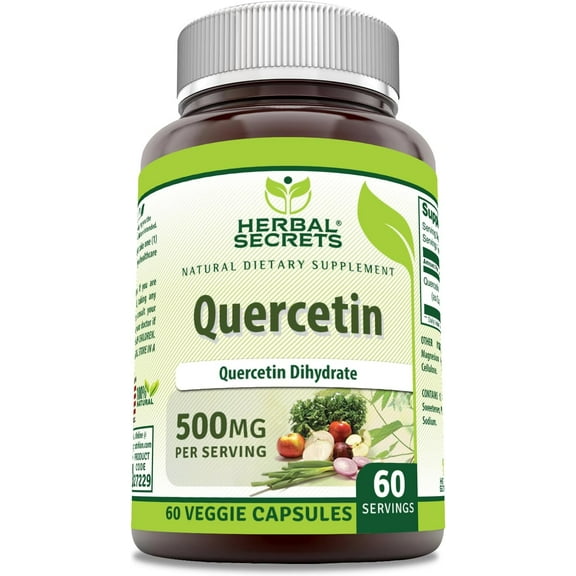Herbal Secrets Quercetin 500 mg Per Serving 60 Veggie Capsules Supplement | Non-GMO | Gluten Free | Made in USA