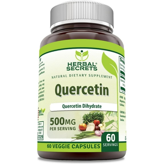 Herbal Secrets Quercetin 500 mg Per Serving 60 Veggie Capsules Supplement | Non-GMO | Gluten Free | Made in USA